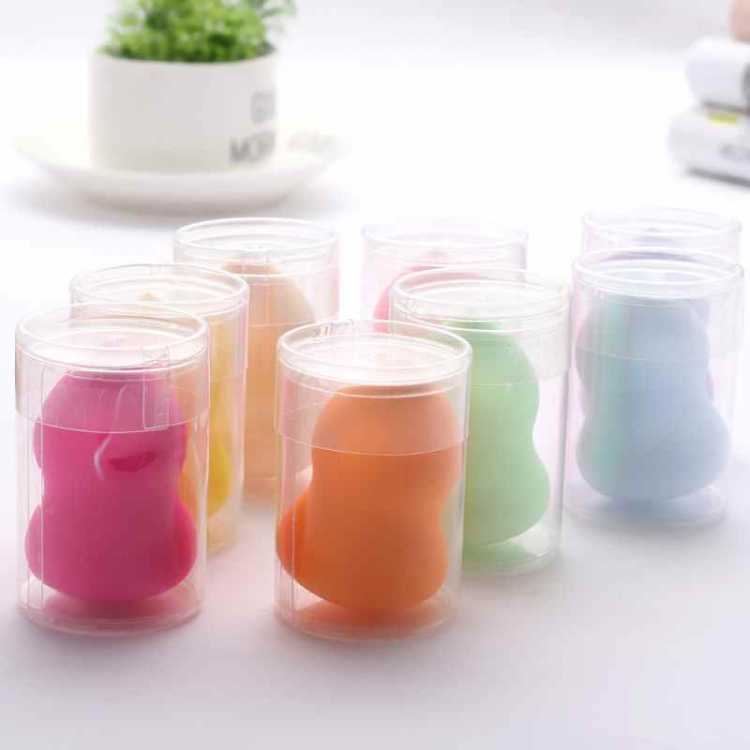 50pcs Custom Makeup Sponge with Round Clear Box 40*60mm Beauti Blender Cosmetic Puff Make Up Blender Tools Soft Wholesale