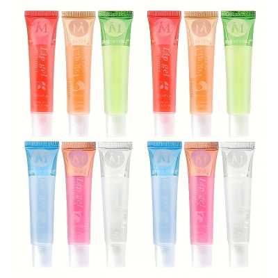 6/12Pcs  Watery Glossy Lip Gloss Set VE, , , Mint, Aloe,  Flavor Clear Lip Oil Moisturizing Lip Plumpin