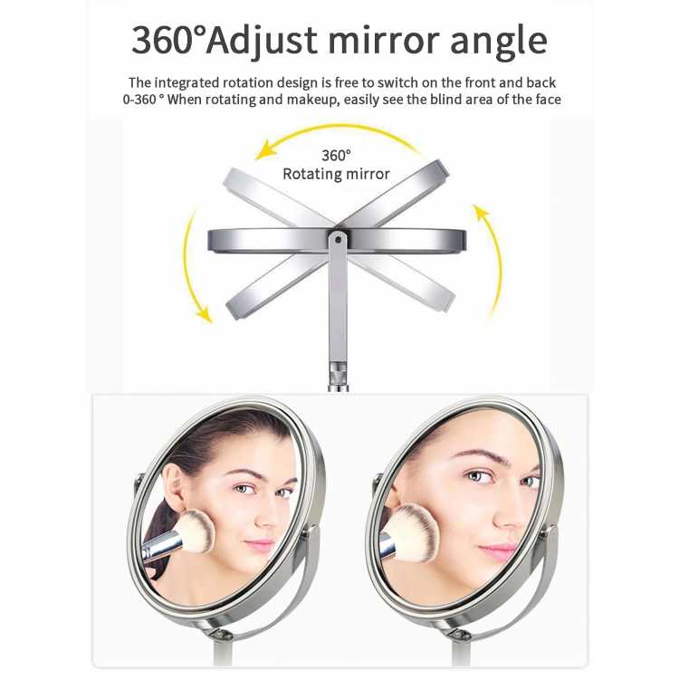 1pc Large Silver Makeup Mirror, Clear Double Sided Tabletop Beauty Mirror, Metal Silver Magnifying Cosmetic Mirror,  Rotatio 66