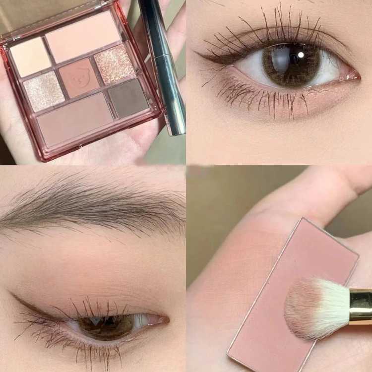 New 7Color Eye Shadow Tray Low Saturation Palette Full Matte Korean Eye Makeup Pigment Eyeshadow Tray Lasting Eye Makeup Palette 66