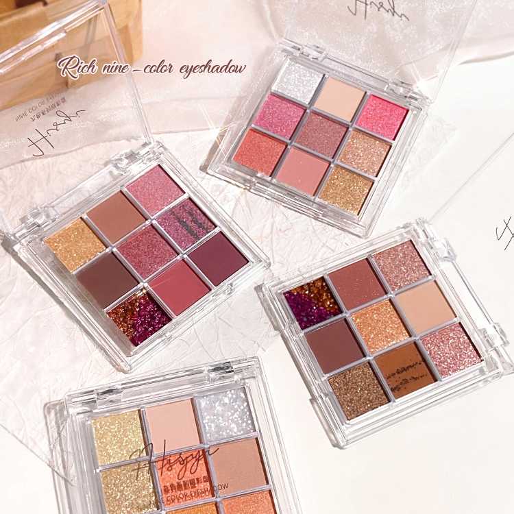 Summer 9 color eyeshadow palette: Orange brown, pink and gold, matte shimmer effect, lasting makeup, keep glitter rose Eyeshadow 66