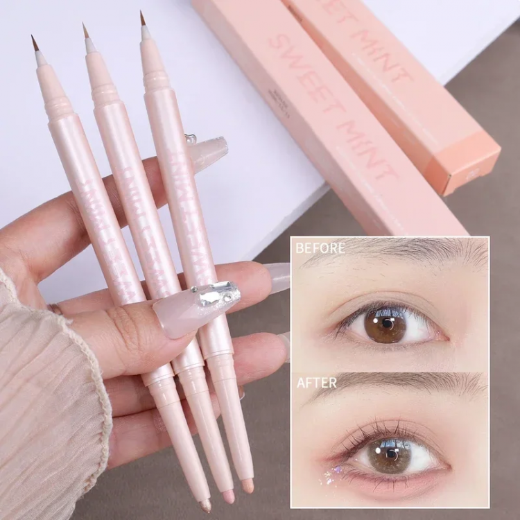 Mulitfuntional Double Ended Lying Silkworm Pencil Highlighter Makeup Pen Nude Liquid Contour Liner Eye Brightener Make Up Stick 66