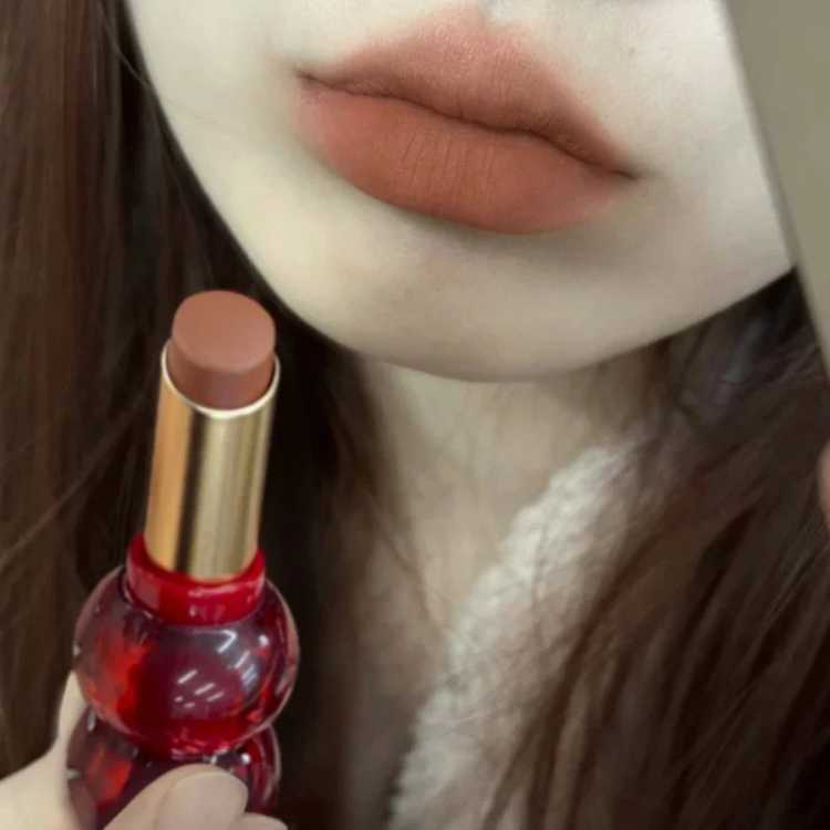 Cute Gourd Shape Matte Lipstick Smoked Brown Red Solid Lip Gloss Waterproof Long Lasting Tinted Balm Velvet Lip Makeup Pen