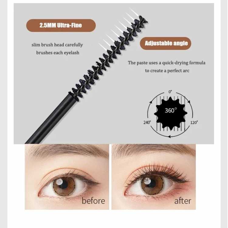 Silk Fiber Matte Mascara Makeup Ultra-Fine Brush Lengthens Eyelashes Waterproof Fast Dry Brown Black Curling Mascara Comestic 66