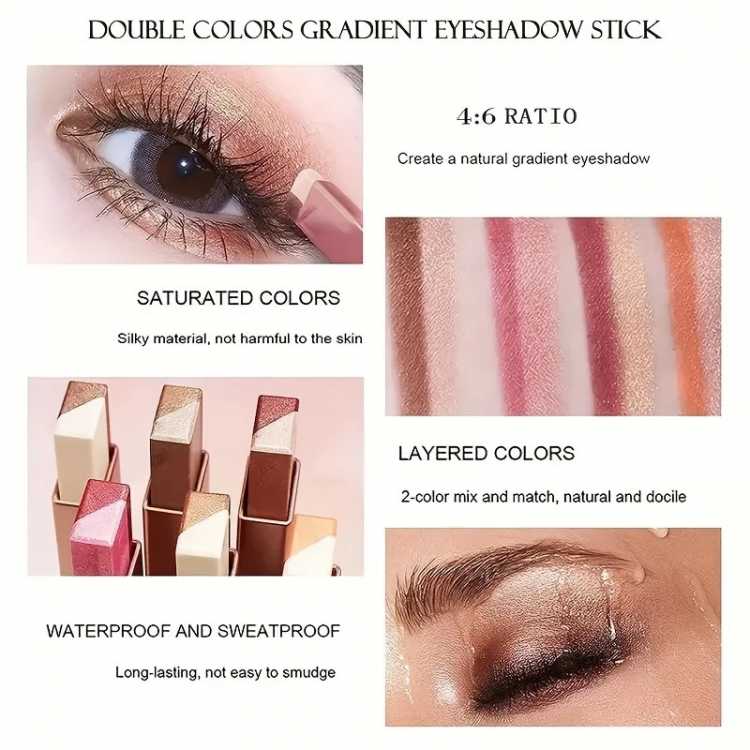 Two Color Gradient Eye Shadow Stick Three Dimensional Natural  Without Taking Off Makeup 66