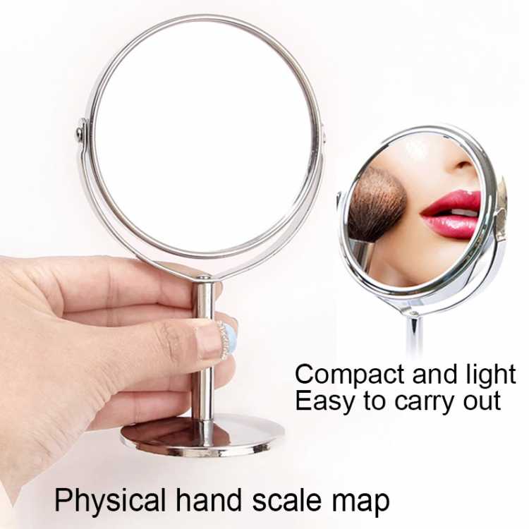 1pc Large Silver Makeup Mirror, Clear Double Sided Tabletop Beauty Mirror, Metal Silver Magnifying Cosmetic Mirror,  Rotatio 66