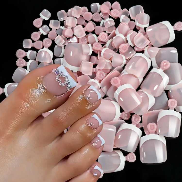 120Pcs 9-Colors  Fake Toenails Summer Short Sqaure Press On Toe Nails Tips Glossy Nude/Pink/Brown Full Cover False Toenail 66