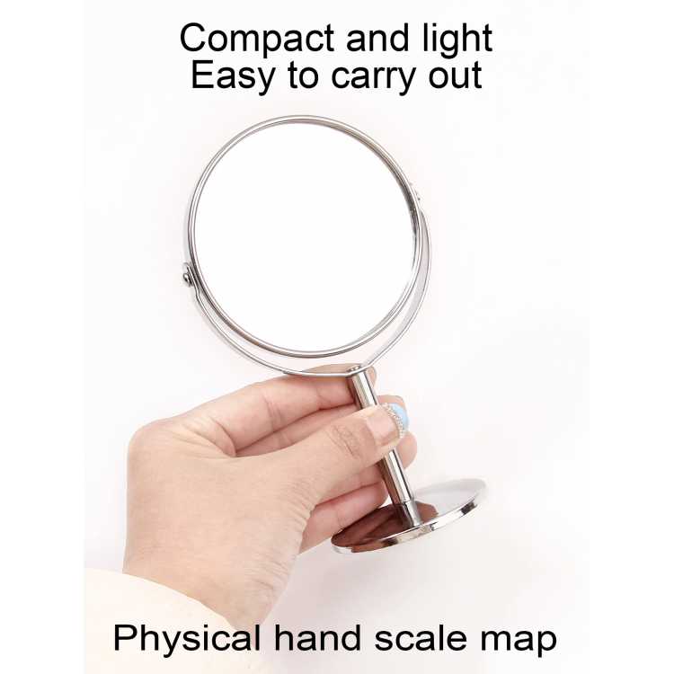 1pc Large Silver Makeup Mirror, Clear Double Sided Tabletop Beauty Mirror, Metal Silver Magnifying Cosmetic Mirror,  Rotatio 66