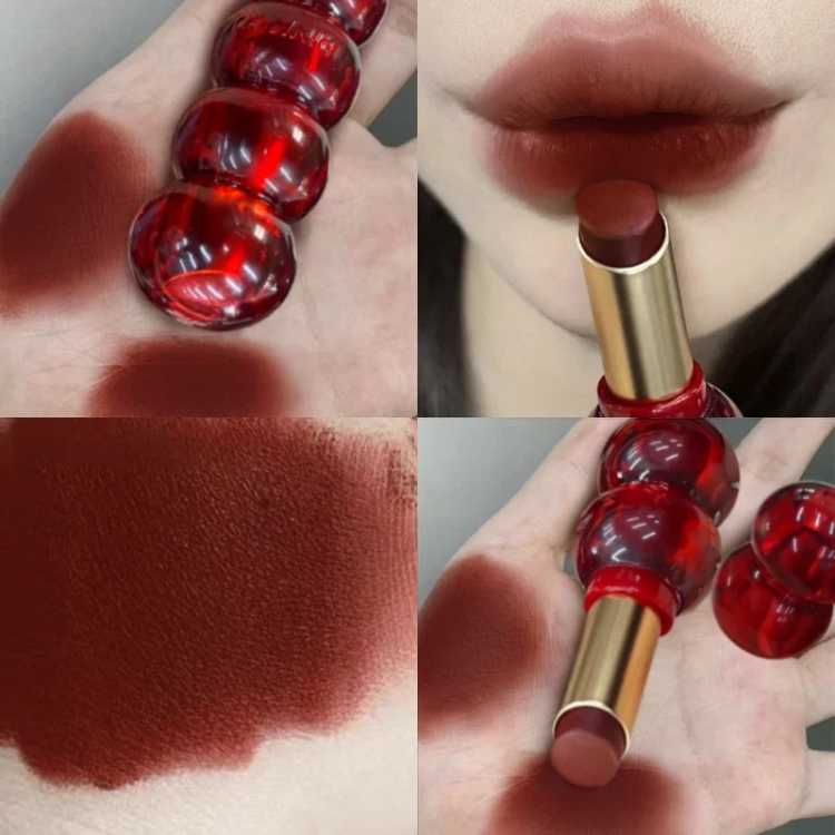 Cute Gourd Shape Matte Lipstick Smoked Brown Red Solid Lip Gloss Waterproof Long Lasting Tinted Balm Velvet Lip Makeup Pen