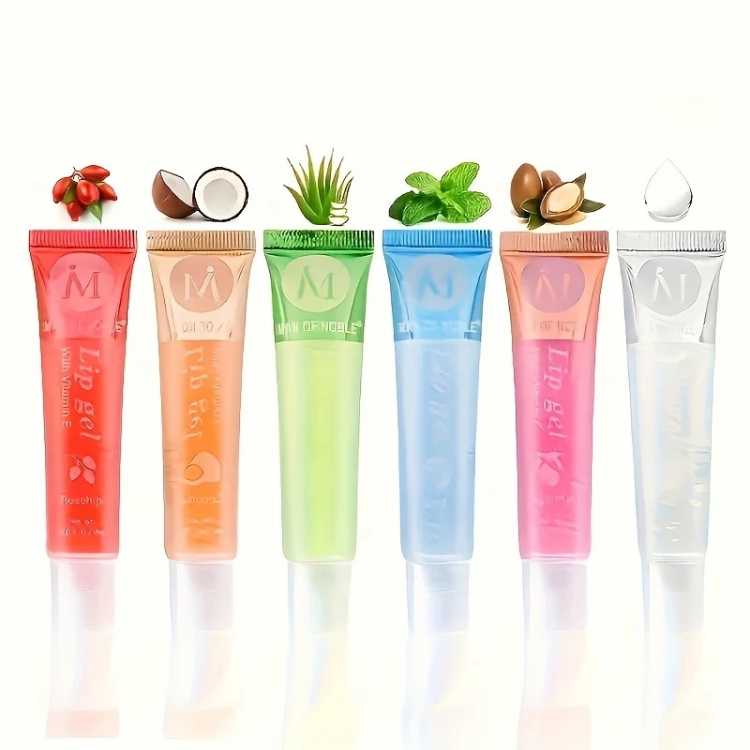 6/12Pcs  Watery Glossy Lip Gloss Set VE, , , Mint, Aloe,  Flavor Clear Lip Oil Moisturizing Lip Plumpin