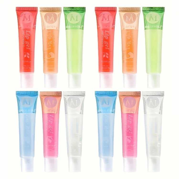 6/12Pcs  Watery Glossy Lip Gloss Set VE, , , Mint, Aloe,  Flavor Clear Lip Oil Moisturizing Lip Plumpin