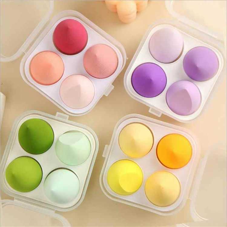 4pcs Makeup Blender Cosmetic Puff Makeup Sponge with Storage Box Foundation Powder Sponge Beauty Tool Women Make Up Puff