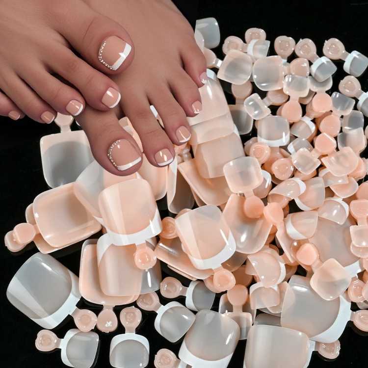 120Pcs 9-Colors  Fake Toenails Summer Short Sqaure Press On Toe Nails Tips Glossy Nude/Pink/Brown Full Cover False Toenail 66